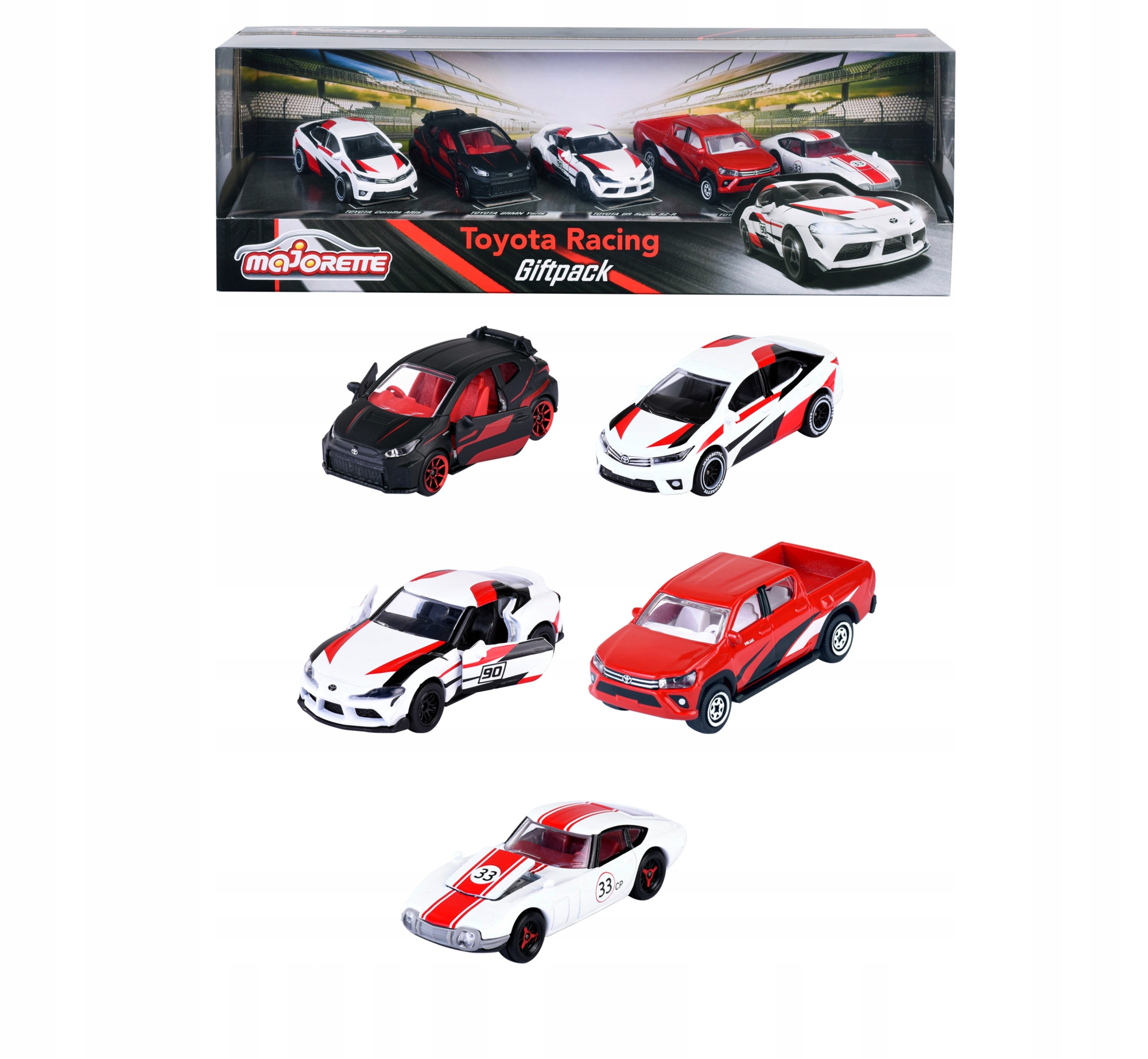 MAJORETTE TOYOTA RACING DARČEKOVÝ BALENIE 5 BALENÍ 1:64 NOVÁ SÚPRAVA ZBERATEĽA